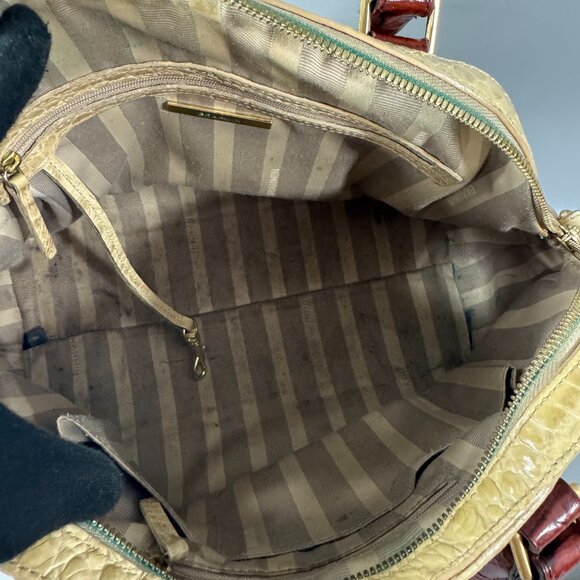 Brahmin Hudson Croc Embossed Leather Twill Tri- Texture Satchel - Picture 10 of 15